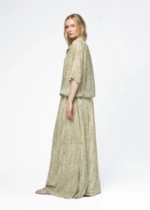 Блузка MAX&MOI LOLA принт бежево-зеленая