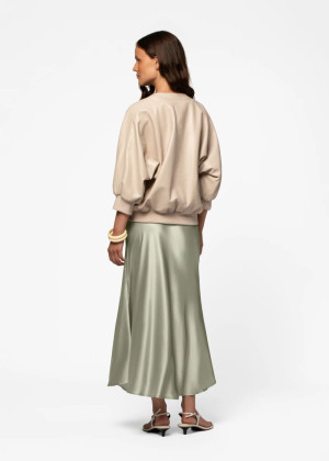 Куртка-бомбер MAX&MOI VERINA кожаная укороченный рукав бежевая