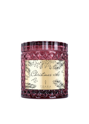 Свеча TONKA аромат «Christmas vibe» СТАКАН БОРДОВЫЙ 220 (тубус)