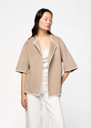 Куртка-пончо MAX&MOI VIRGIL с контрастной окантовкой бежевая
