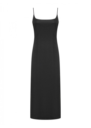 Платье-миди ALYSI футляр на тонких бретелях черное
