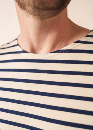 Футболка Saint James LEVANT MODERN в полоску т.синяя/экрю 