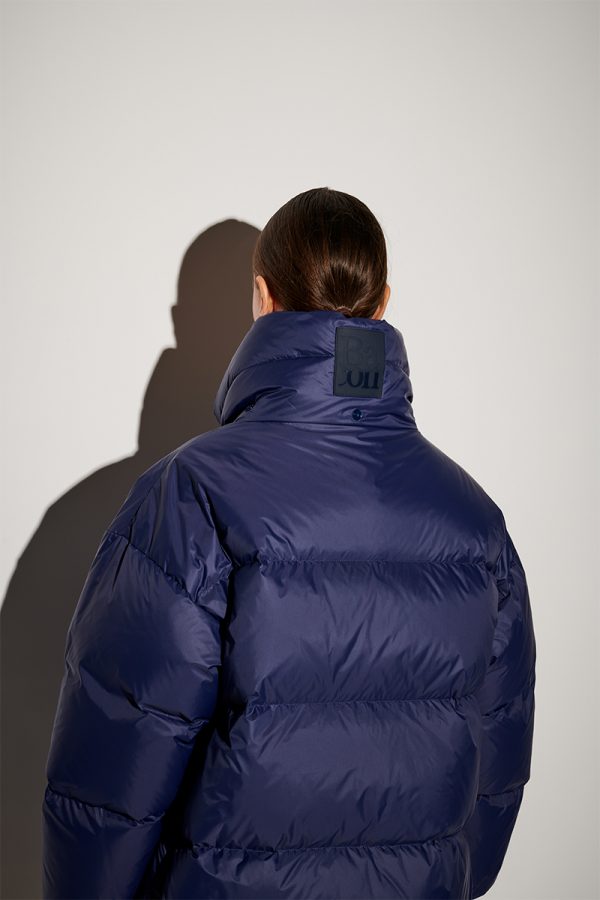 Куртка-пуховик BACON удлиненная с объемным капюшоном т.синяя