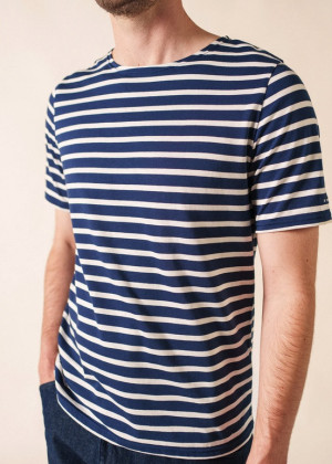 Футболка Saint James LEVANT MODERN в полоску белая/т.синяя 