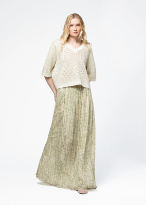 Юбка-макси MAX&MOI JOYEUSE принт бежево-зеленая