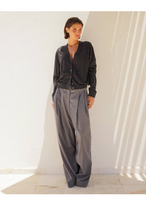 Кардиган Mes Demoiselles ARGY шерстяной с шелковой вставкой серый