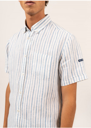 Рубашка Saint James CLEMENT MC с кор. рукавом в голубую полоску белая