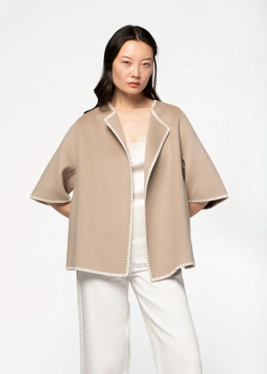 Куртка-пончо MAX&MOI VIRGIL с контрастной окантовкой бежевая