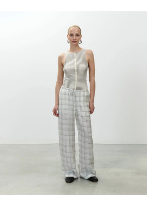Брюки ALYSI на кулиске в клетку белые 
