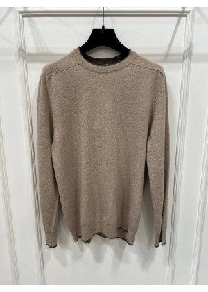 Джемпер Morgano шерсть кашемир с коричневой отделкой бежевый 