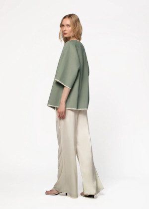 Куртка-пончо MAX&MOI VIRGIL с контрастной окантовкой оливковая