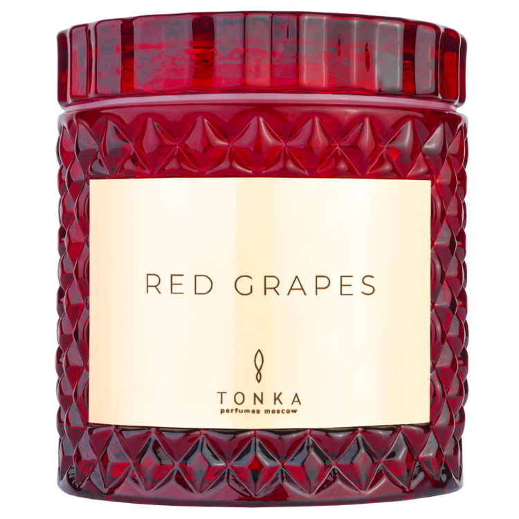 Свеча TONKA аромат RED GRAPES стакан красный 220 мл (тубус)