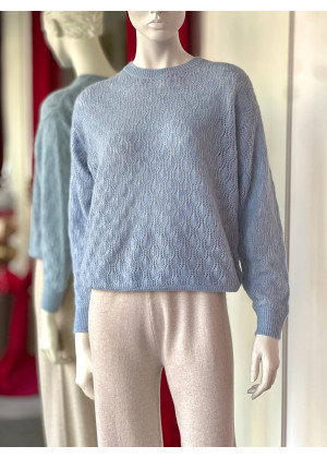 Джемпер Morgano ажурная вязка голубой 