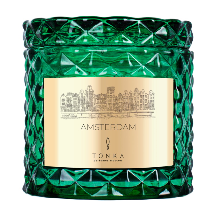 Свеча TONKA аромат AMSTERDAM стакан зеленый 50 мл (тубус)