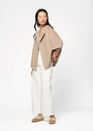 Куртка-пончо MAX&MOI VIRGIL с контрастной окантовкой бежевая