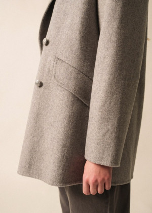 Полупальто Saint James STE ELINA двубортное серое 