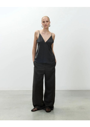 Топ ALYSI с V-образным вырезом шелковый графитовый