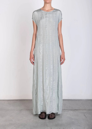 Платье-макси ALYSI короткий рукав гофре голубое