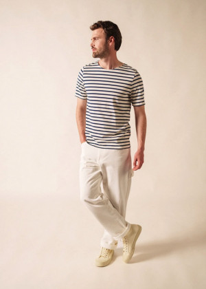 Футболка Saint James LEVANT MODERN в полоску т.синяя/экрю 