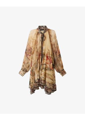 Платье миди Mes Demoiselles ARIAN из вискозного шифона принт в стиле барокко бежевое