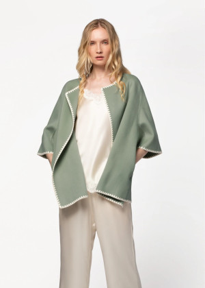 Куртка-пончо MAX&MOI VIRGIL с контрастной окантовкой оливковая