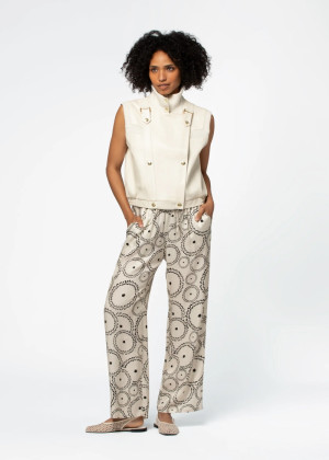 Брюки MAX&MOI BRAVA на кулиске винтажный принт экрю