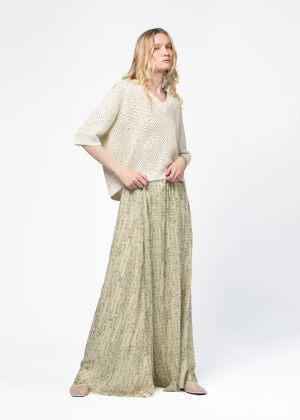 Юбка-макси MAX&MOI JOYEUSE принт бежево-зеленая