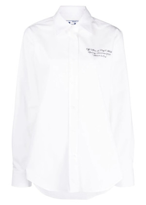 Рубашка Off-White с вышитым логотипом белая