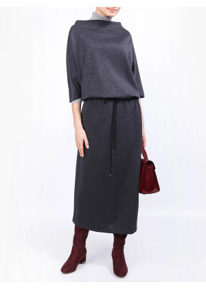 Платье Ereda трикотажное воротник-воронка антрацит 