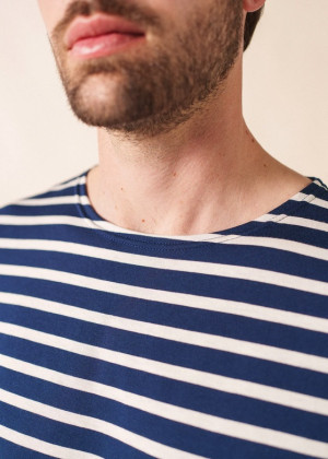 Футболка Saint James LEVANT MODERN в полоску белая/т.синяя 