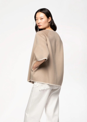 Куртка-пончо MAX&MOI VIRGIL с контрастной окантовкой бежевая