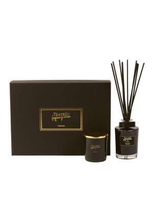 Диффузор с палочками TEATRO Fragranze uniche NERO DIVINO / Божественный черный Luxury collection SINFONIA (Диффузор 250 мл+Свеча 180 г)
