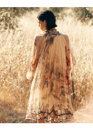 Платье миди Mes Demoiselles ARIAN из вискозного шифона принт в стиле барокко бежевое