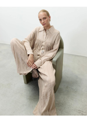 Рубашка ALYSI с бахромой пудровая