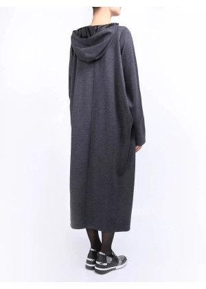 Пальто-худи Ereda трикотажное с защипами по бокам антрацит