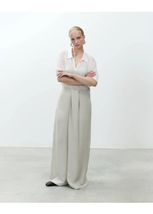 Брюки ALYSI с драпировкой на поясе шелковые белые 