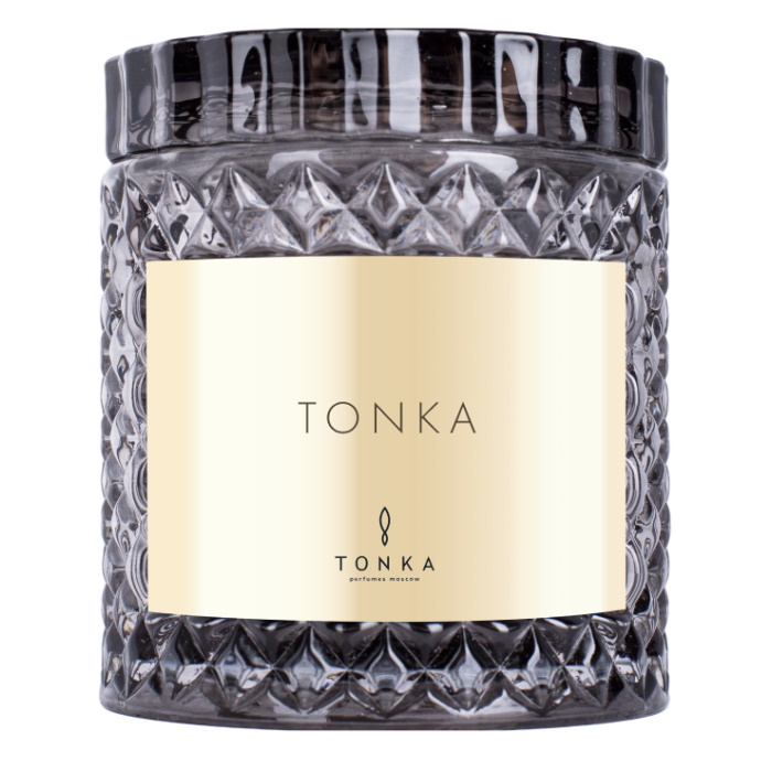 Свеча TONKA аромат TONKA стакан серый 220 мл (коробка фирменная)