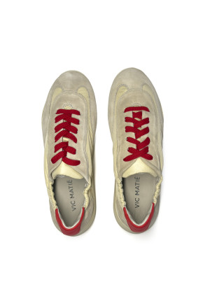 Кеды Vic Matie Ondina с красными акцентами и замшевыми деталями бежевые