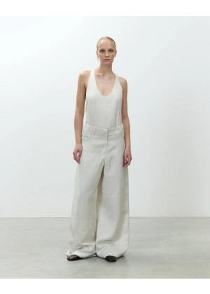 Брюки ALYSI оверсайз с эластичнм поясом белые 