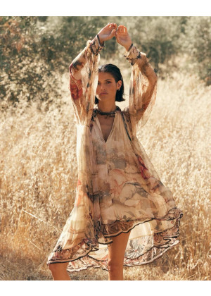 Платье миди Mes Demoiselles ARIAN из вискозного шифона принт в стиле барокко бежевое